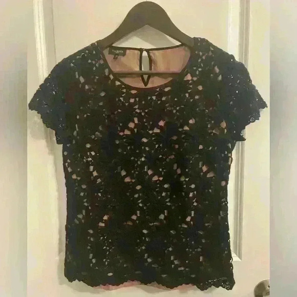 Talbots Tops - Talbots black laced (silk, skin color lined) top. Size 10P